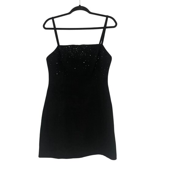 Massimo Dutti Womens Mini Dress Large Black Beaded Wool Blend Semi 9210/954 NWT - Picture 1 of 16